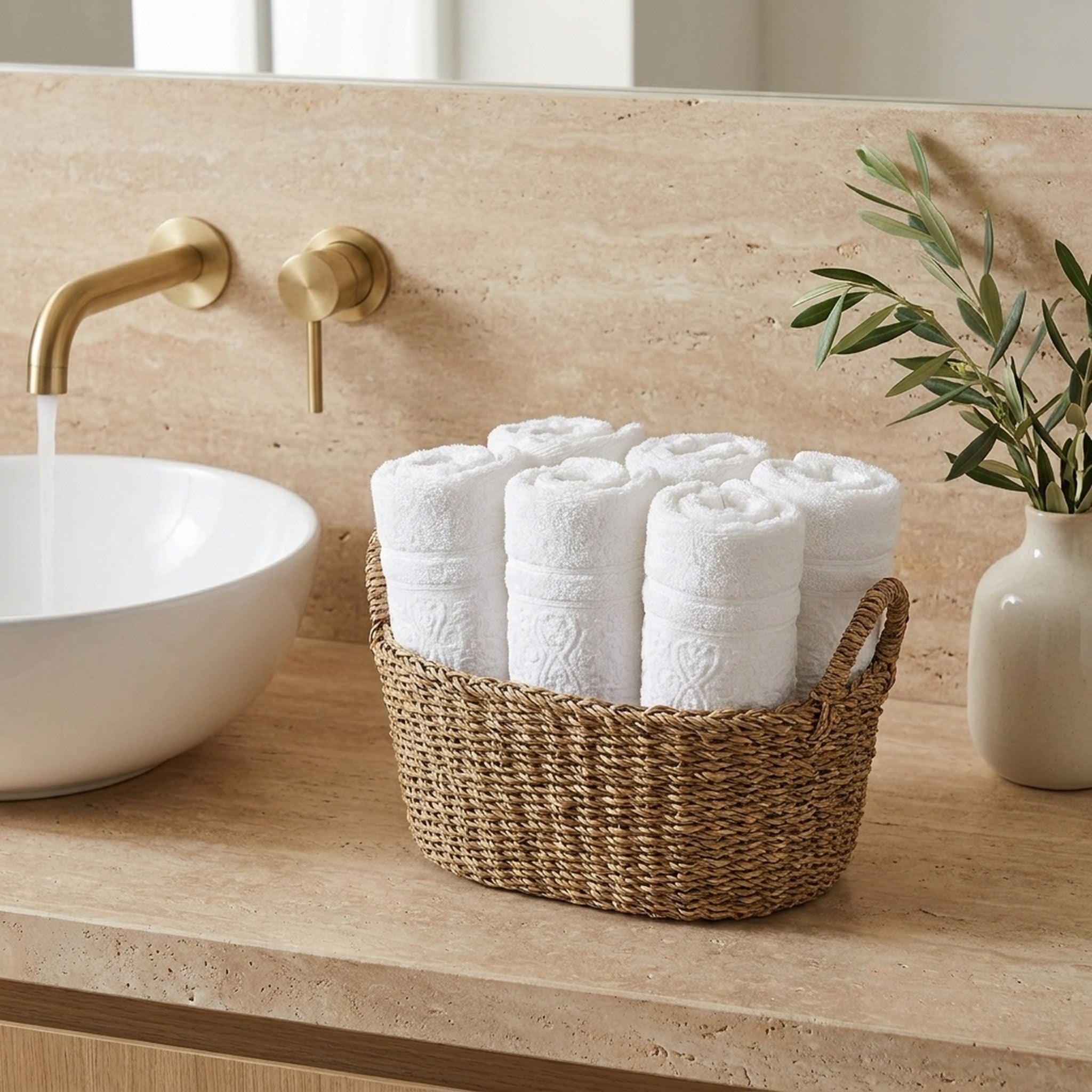 Linoa Hudoo 450 GSM quick-dry cotton towel in basket