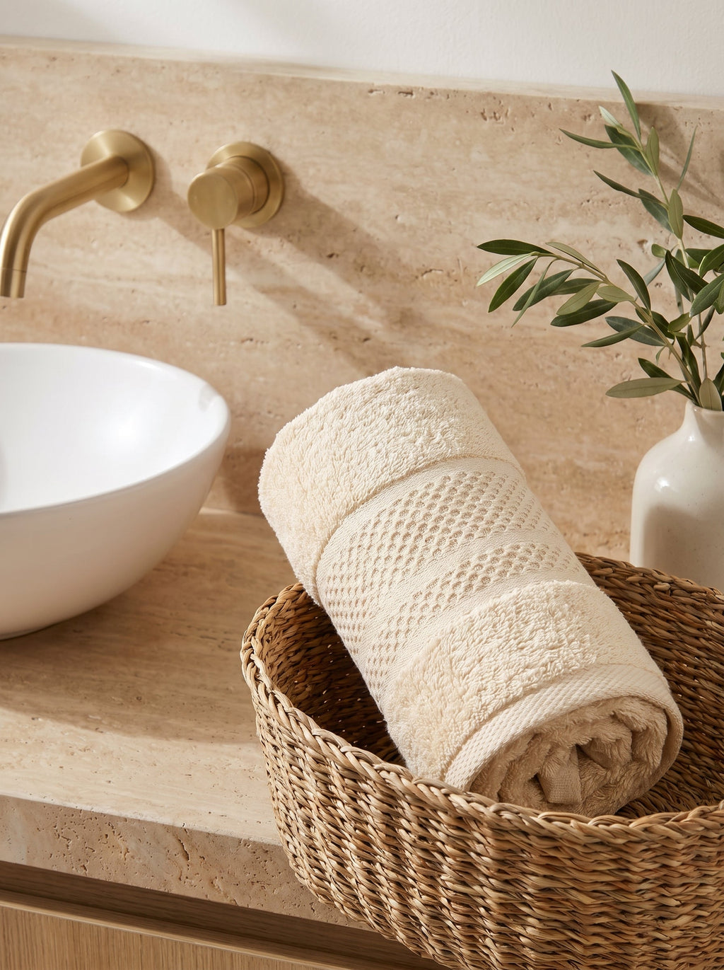 Naeem 550 face towel, Cream