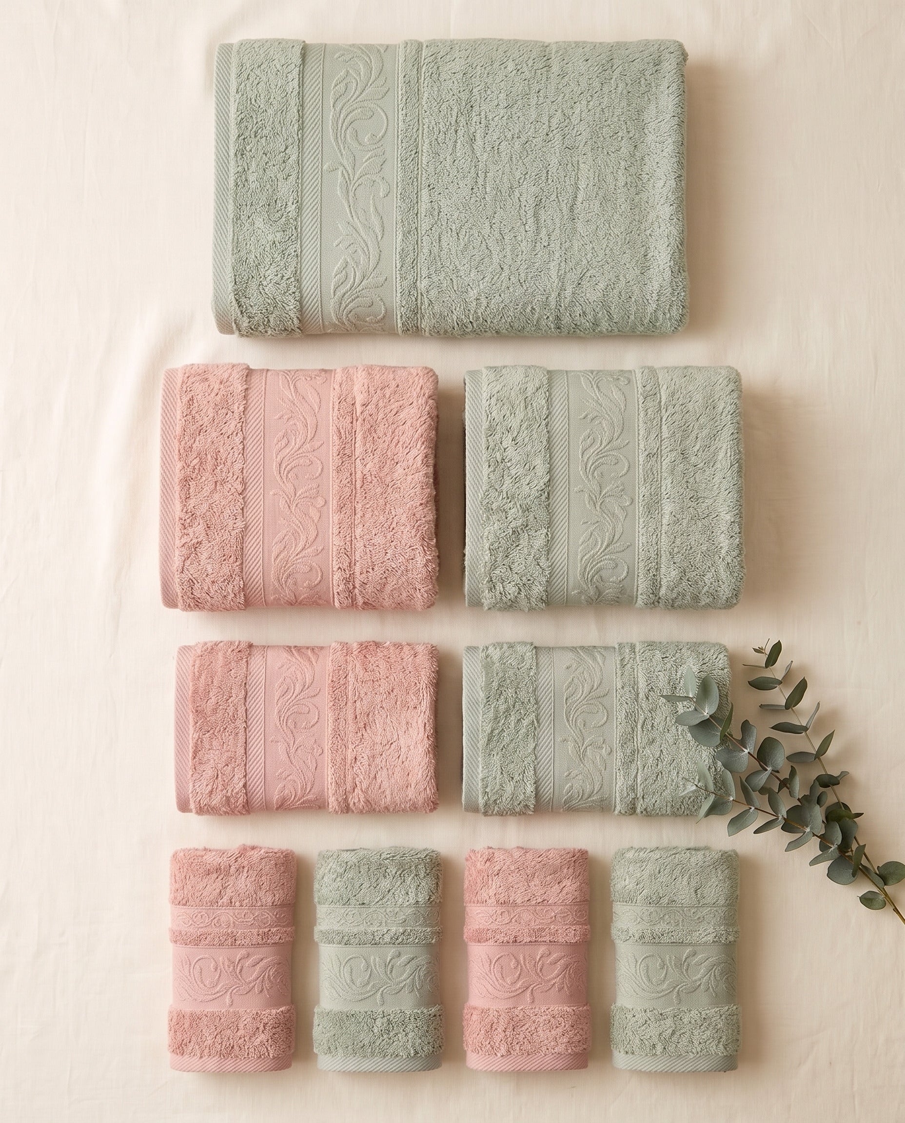 Linoa Family · Reesha in Sage & Blush Pink — flat-lay