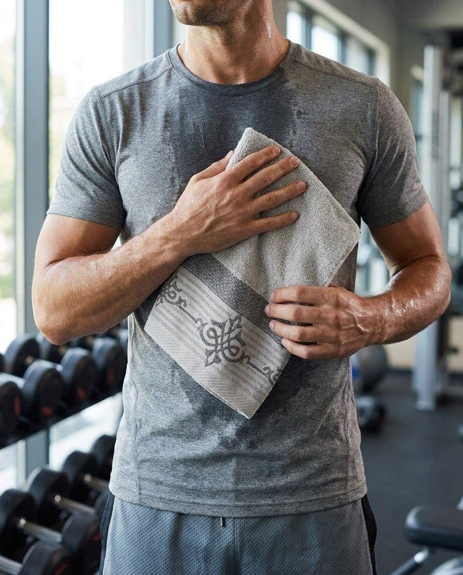 Linoa Gym Raha towel set — Grey — lifestyle