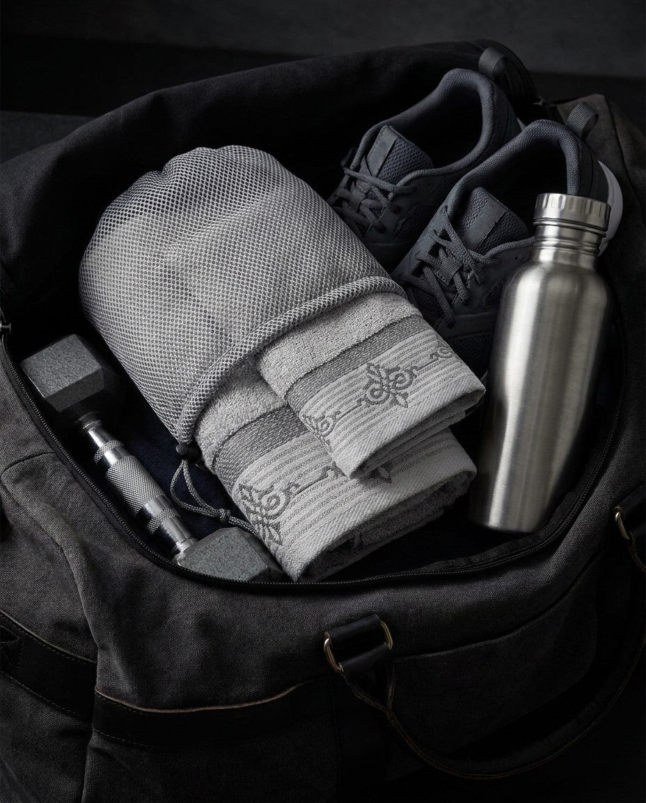 Linoa Gym Raha towel set — Grey — gym bag