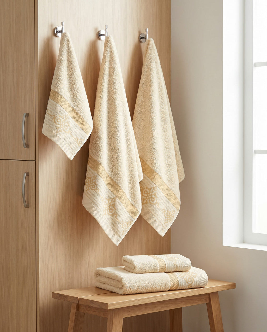 Linoa Gym Raha towel set — Off-white — locker hook