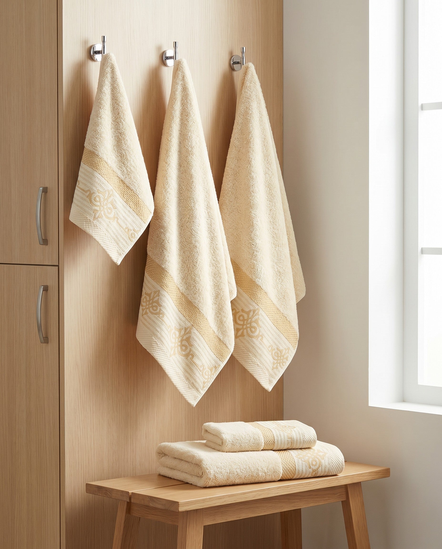 Linoa Gym Raha towel set — Off-white — locker hook