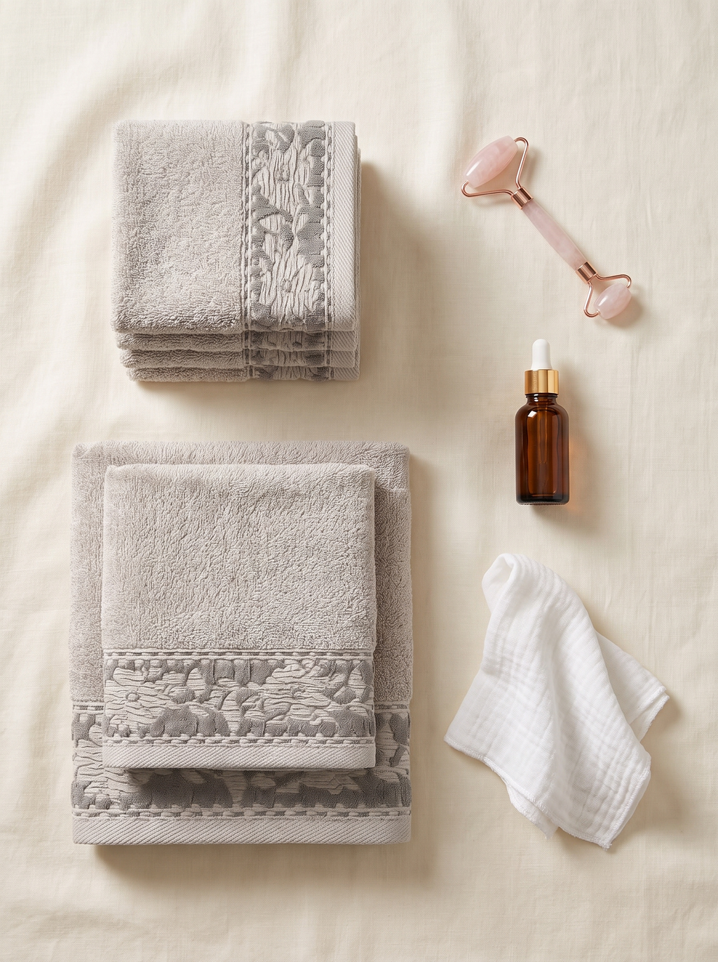 Linoa Spa Ritual — vanity scene (Grey), 2 hand + 4 face