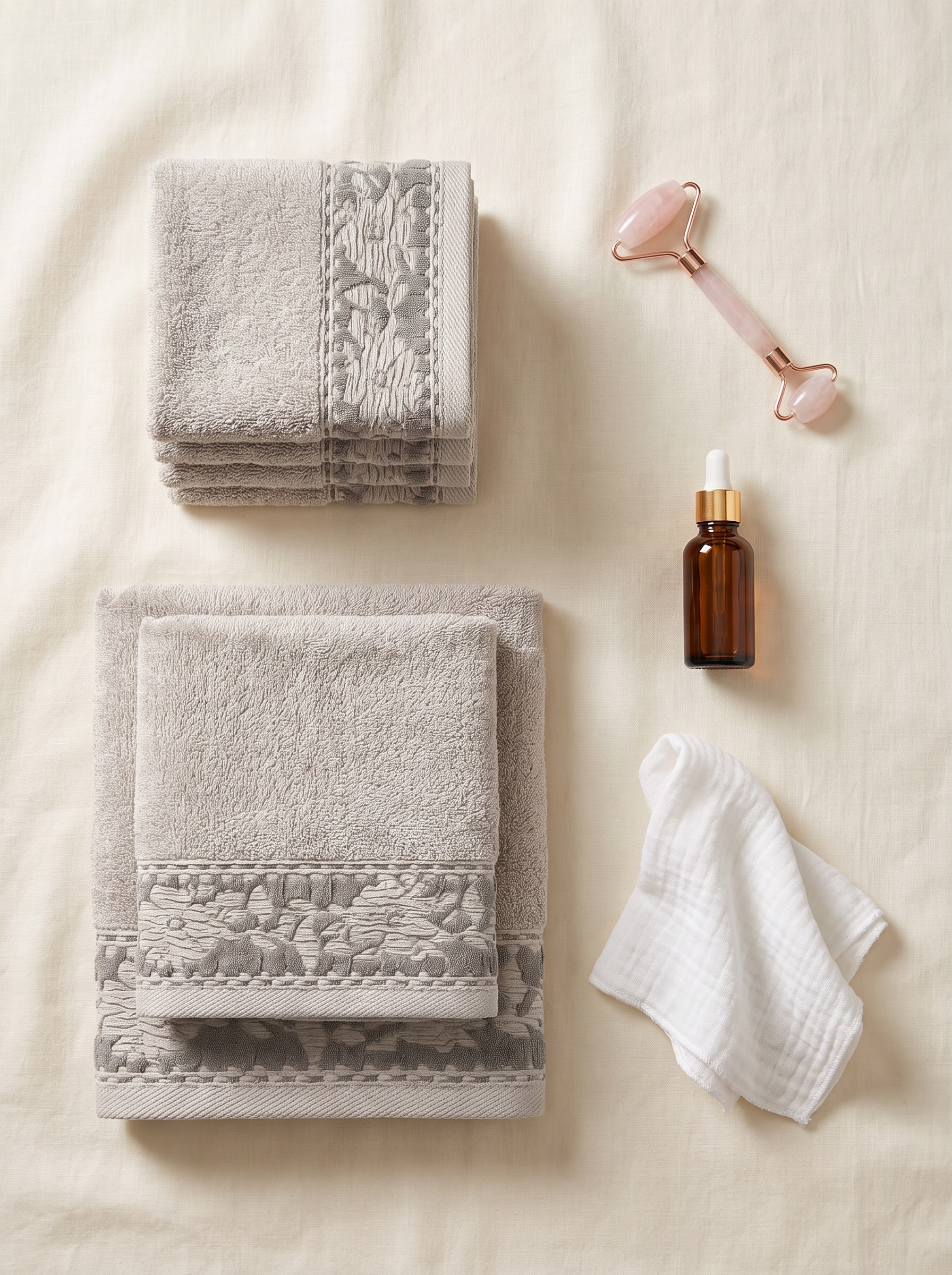 Linoa Spa Ritual — vanity scene (Grey), 2 hand + 4 face