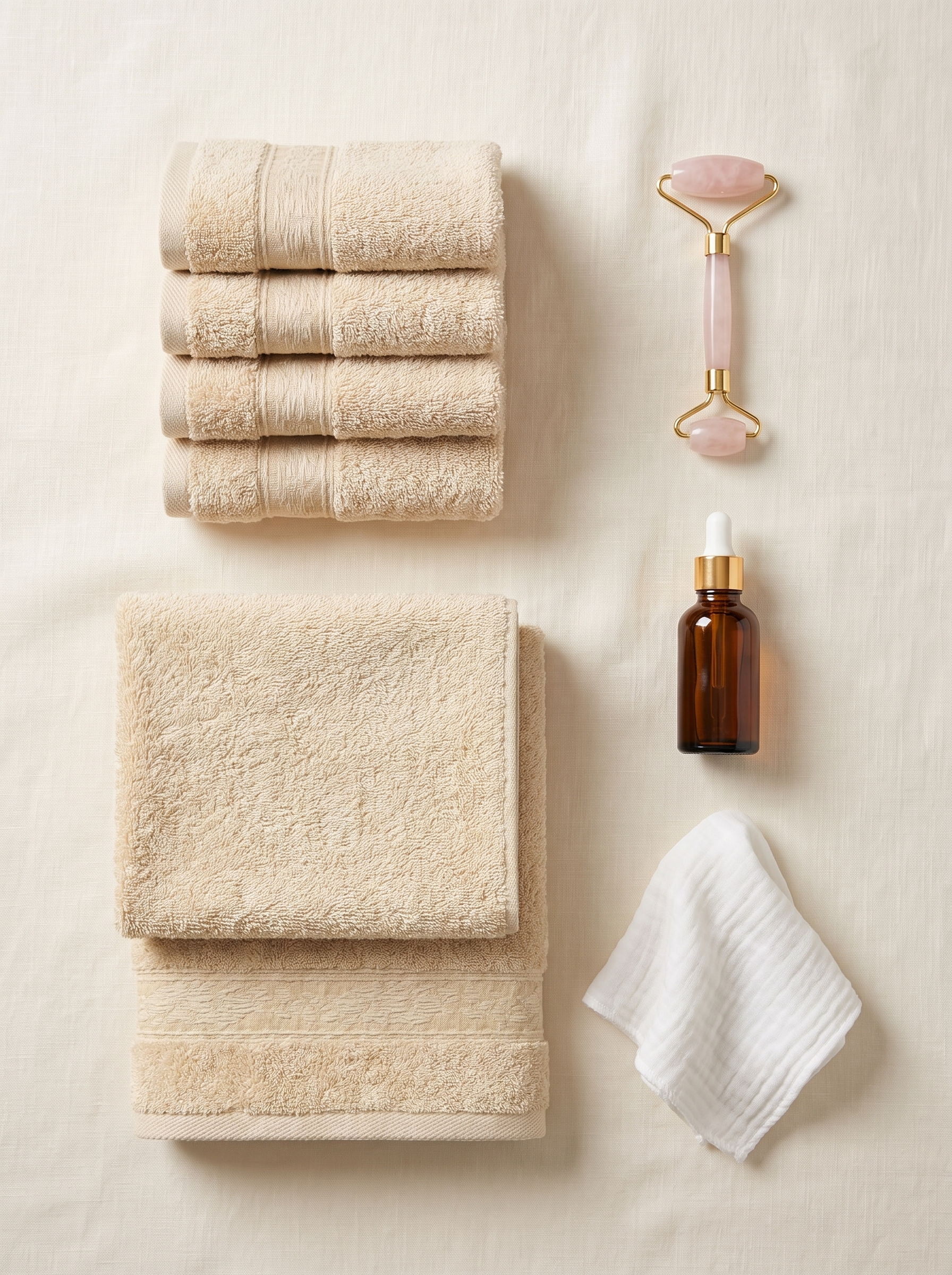 Linoa Spa Ritual — vanity scene (Cream), 2 hand + 4 face