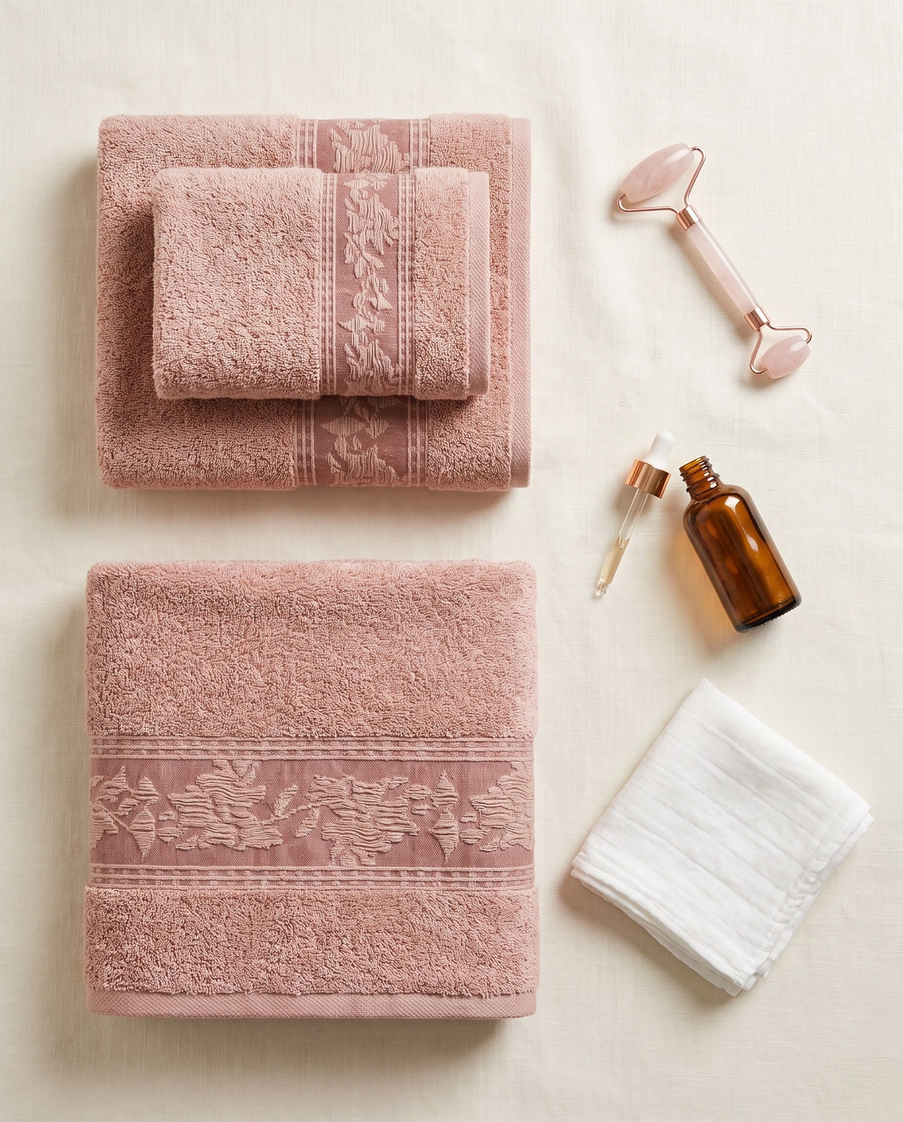 Linoa Spa Ritual — skincare flat-lay (Pink)