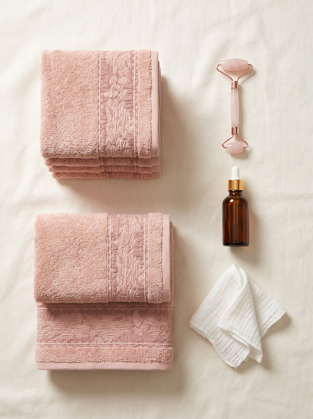 Linoa Spa Ritual — vanity scene (Pink), 2 hand + 4 face