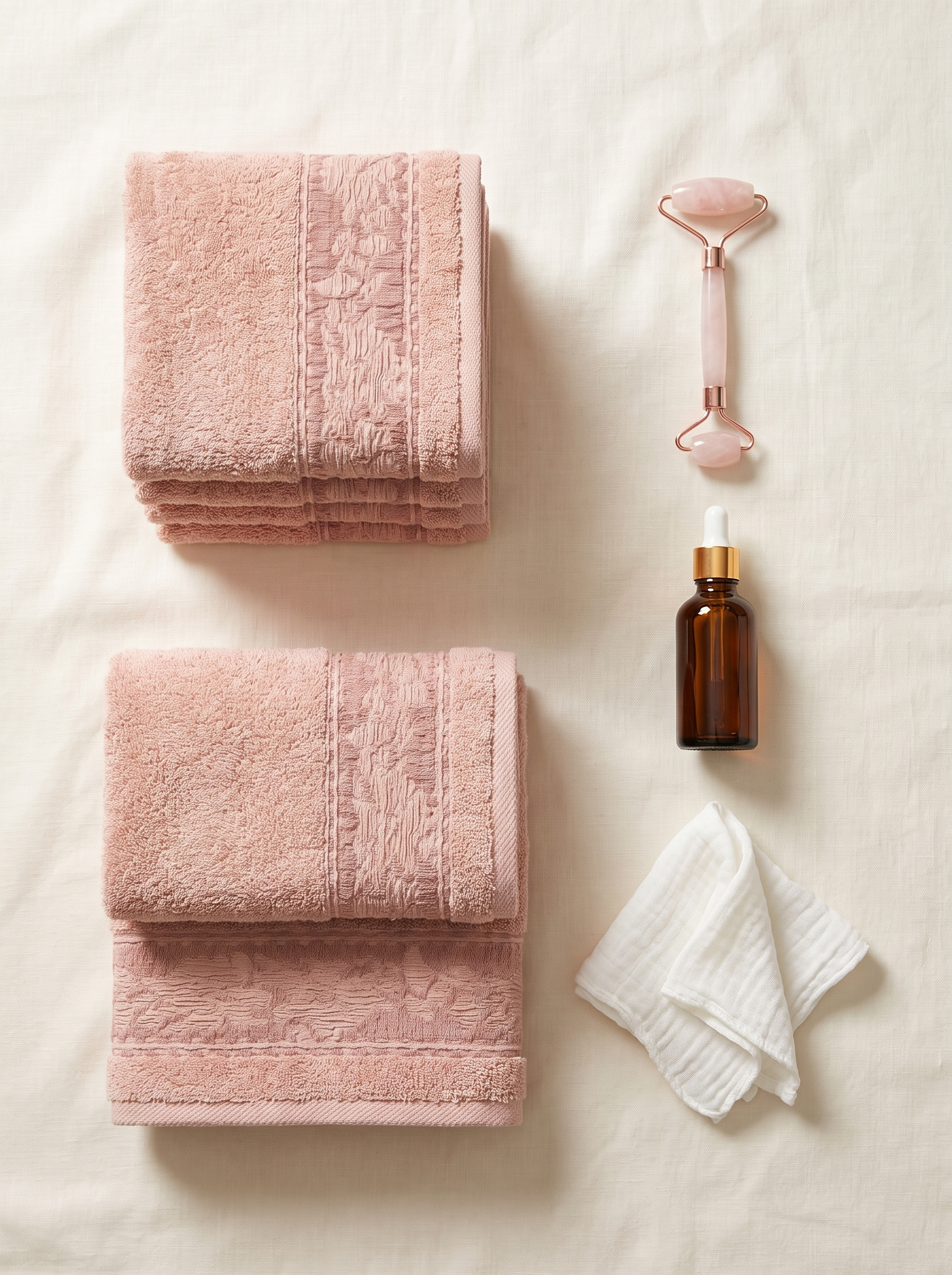 Linoa Spa Ritual — vanity scene (Pink), 2 hand + 4 face