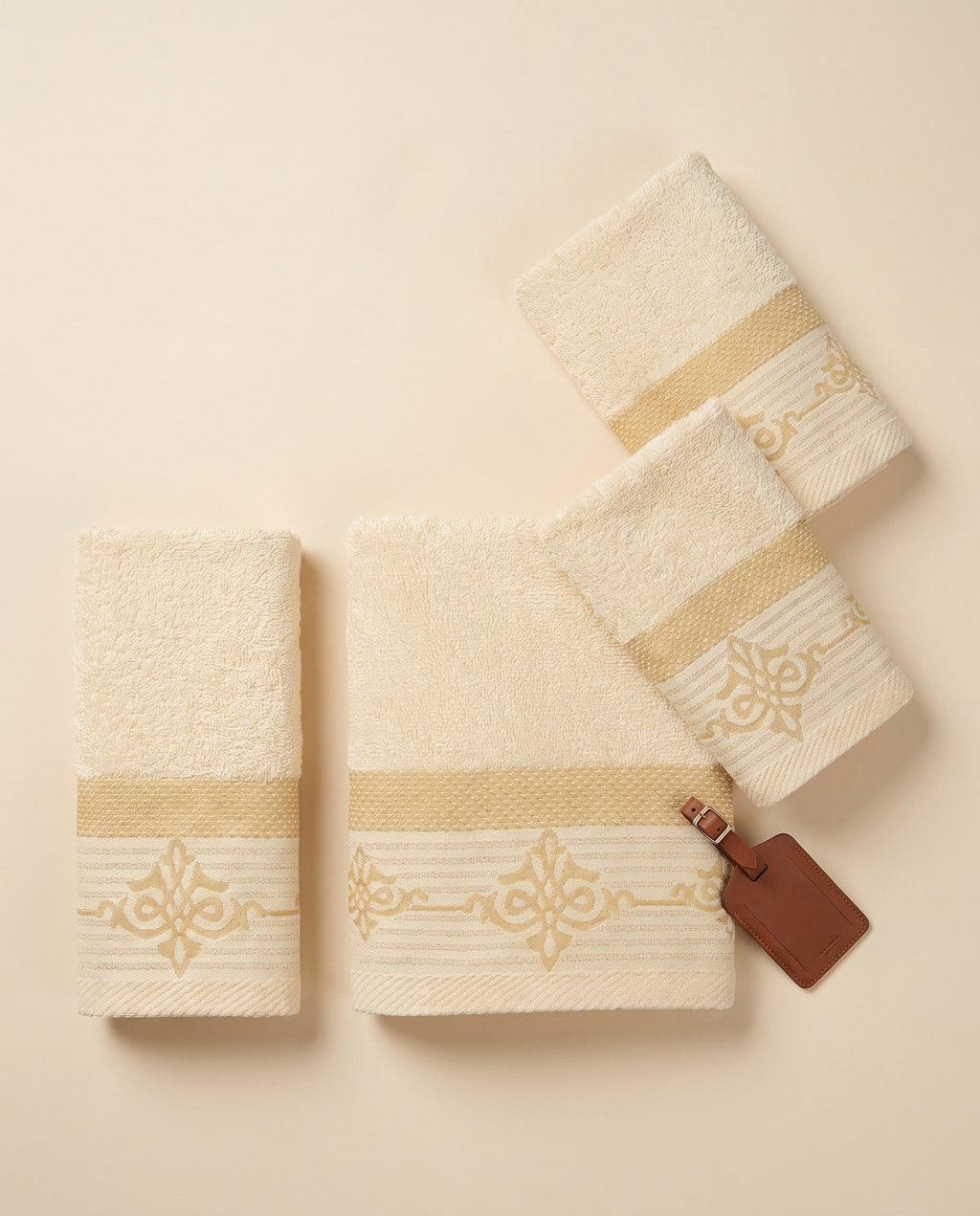 Linoa Travel Raha towel set — Off-white — flat-lay