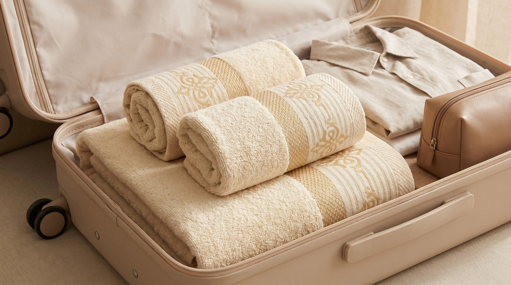Linoa Travel Raha towel set — Off-white — luggage