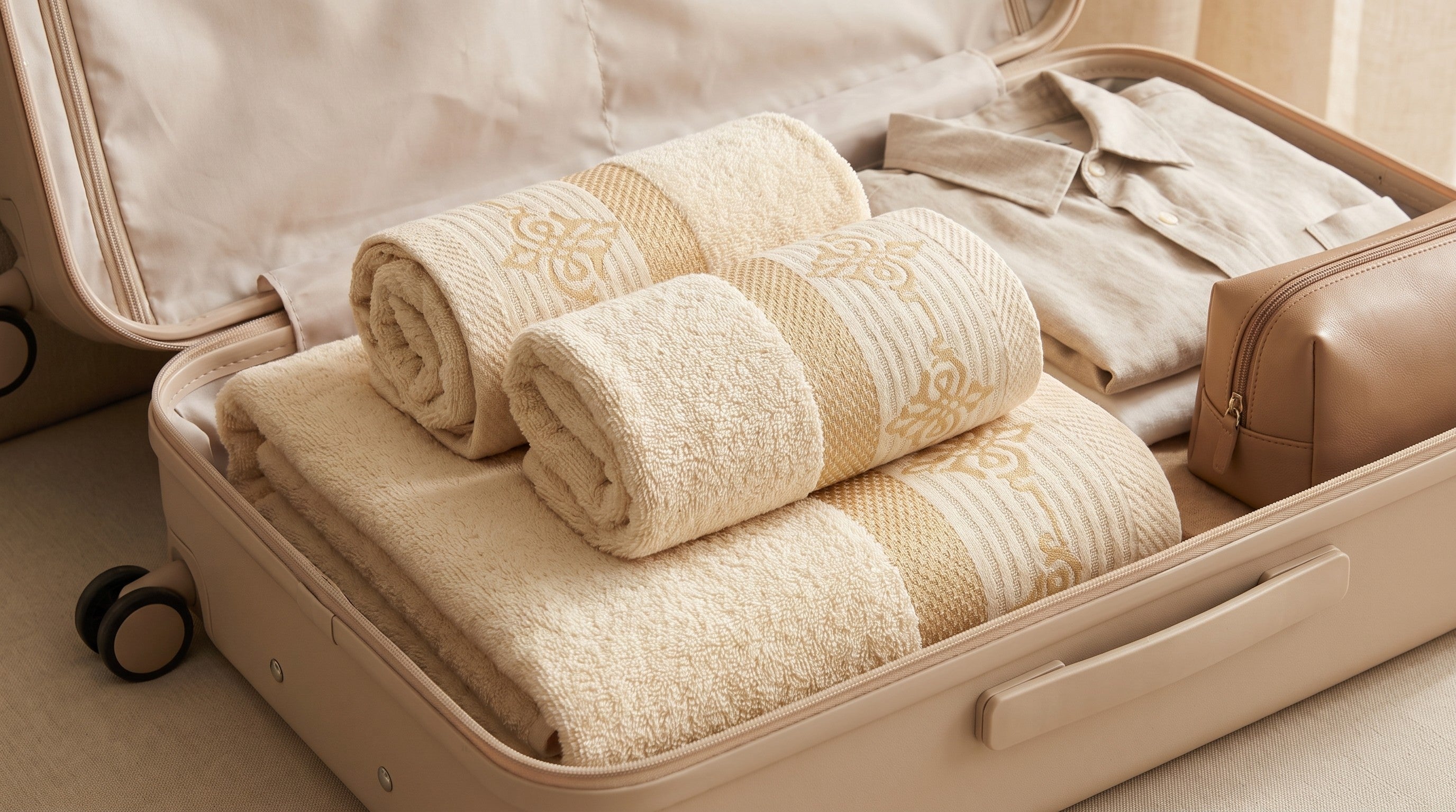 Linoa Travel Raha towel set — Off-white — luggage