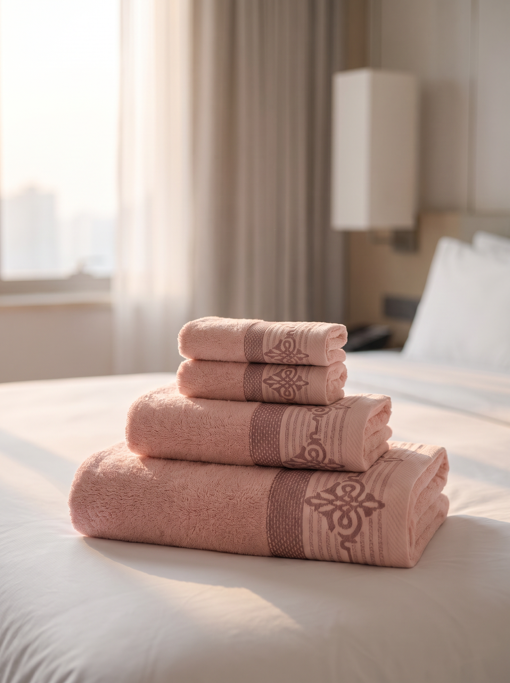 Linoa Travel Raha — Blush Pink, hotel bed