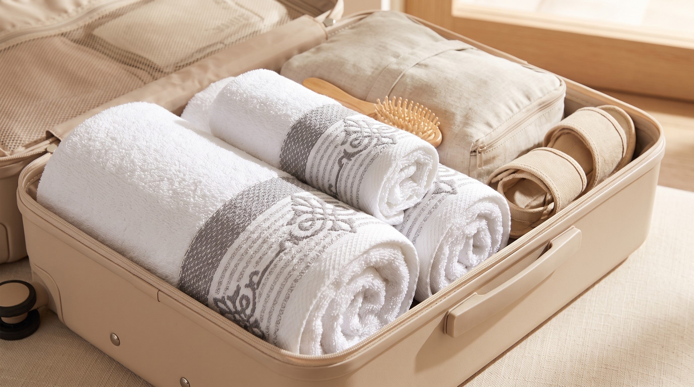 Linoa Travel Raha towel set — White — luggage
