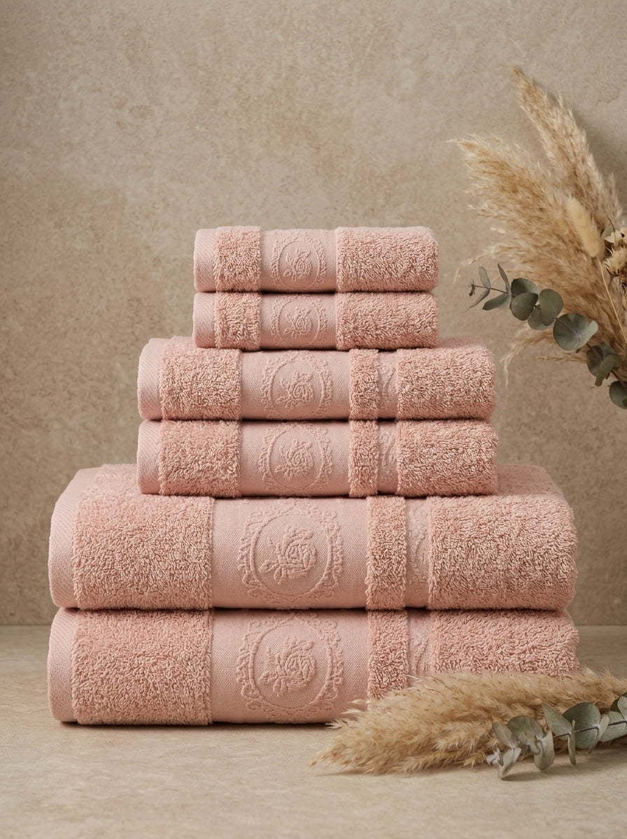 Linoa Signature Set · Fakhm 650 in Blush Pink, 6-piece folded stack