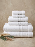 Linoa Signature Set · Reesha 550 in White, 6-piece folded stack