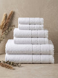 Linoa Signature Set · Sakeena 450 in White, 6-piece folded stack