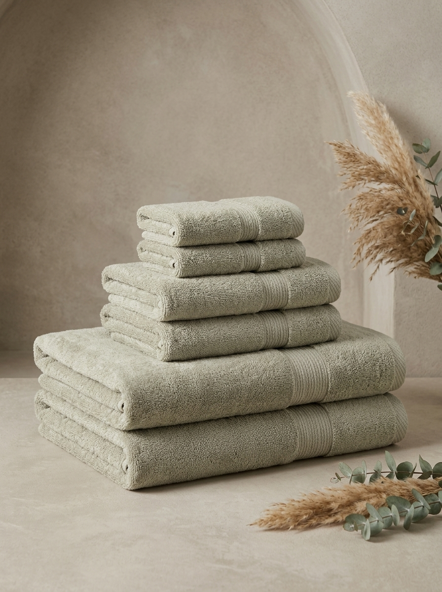 Linoa Signature Set · Naem+ 650 in Sage, 6-piece folded stack